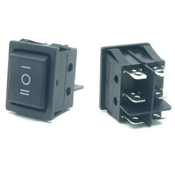Tracon TES-52-2 Kolébkový přepín., 3-pol., černý, pop.I-0-II,s pružin.návr. 16(6)A, 250V AC