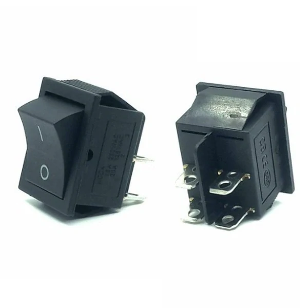 Tracon TES-53 Kolébkový vypínač, ON-OFF, 2-polohový, černý, popis 0-I 16(6)A, 250V AC
