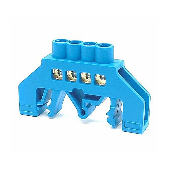 Tracon NPE-B6-4 Můstek na neutrální vodiče (N), izolovaný, modrý 230/400VAC, 63A, 6×9mm, 4P, IP20