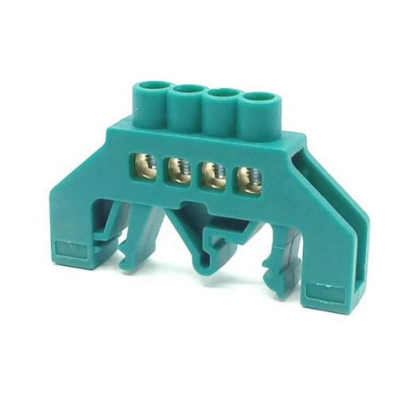 Tracon NPE-G6-4 Můstek na ochranné vodiče (PE) izolovaný, zelený 230/400VAC, 63A, 6×9mm, 4P, IP20