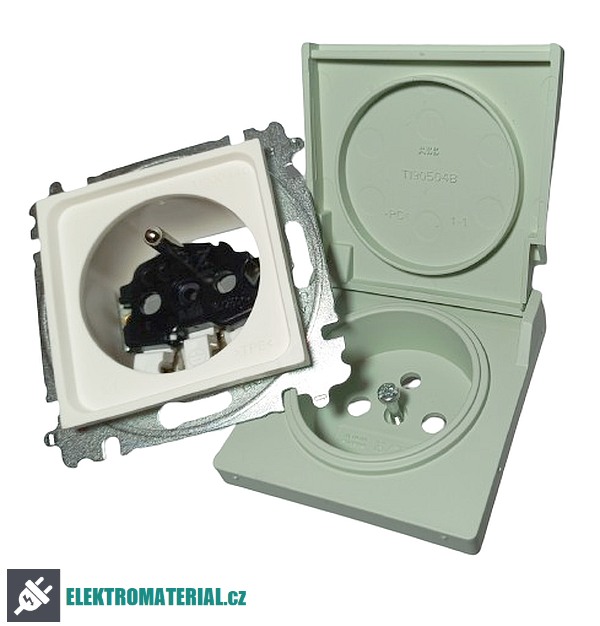 ABB 6619T-A06995 243 ZONI Zásuvka jednonásobná, s cl., s víčkem, IP44 olivová