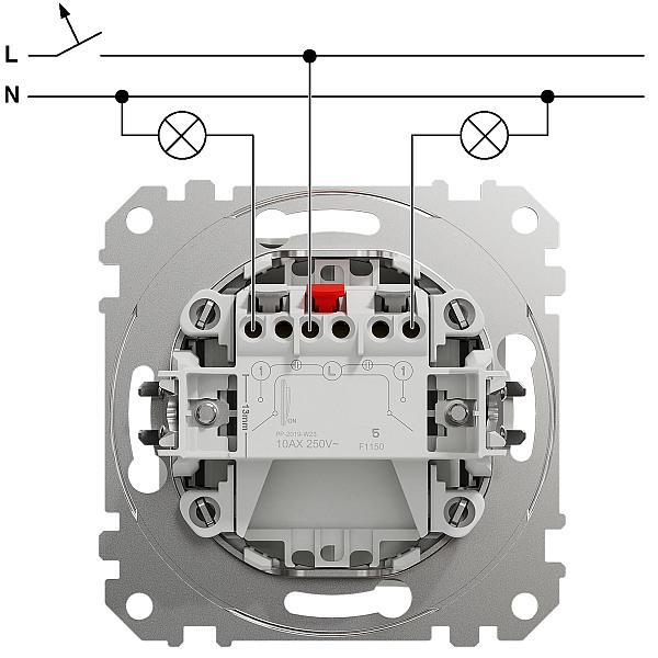 SCHNEIDER SDD113105 SEDNA Přepínač sériový ř.5, alu