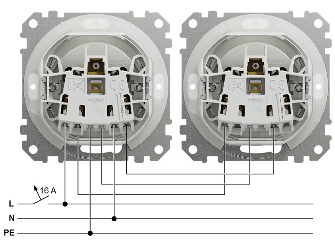 SCHNEIDER SDD214014 SEDNA Zásuvka 230V 16A IP44 bezšroubová, Antracit