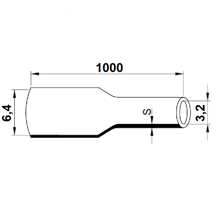 Tracon ZS064 Smršťovací bužírka Polyetylen 6,4/3,2mm, černá, délka 1m