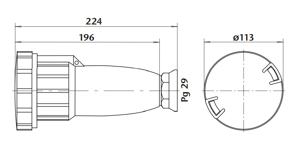 Průmyslová zásuvka spojovací ISG 6343 400V, IP67, 63A, 4-pól