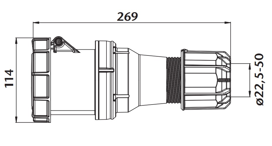 Průmyslová zásuvka spojovací ISGN 12545 500V, IP67, 125A, 4-pól