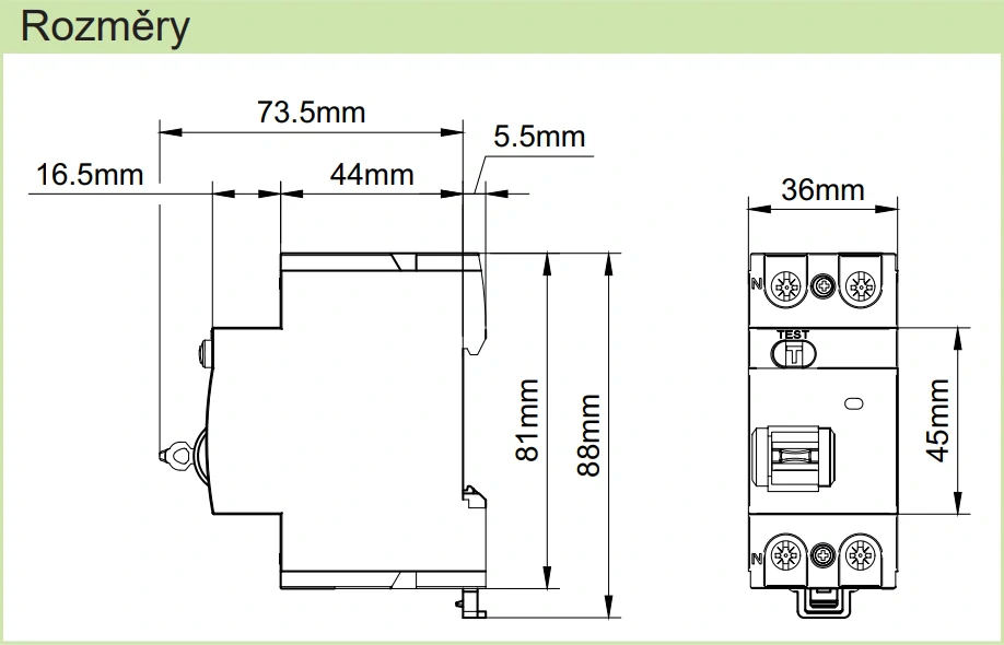 Noark 115622 Ex9L-H 2P 25A F 30mA Proudový chránič 10kA, 2-pól,25A, 30mA, F