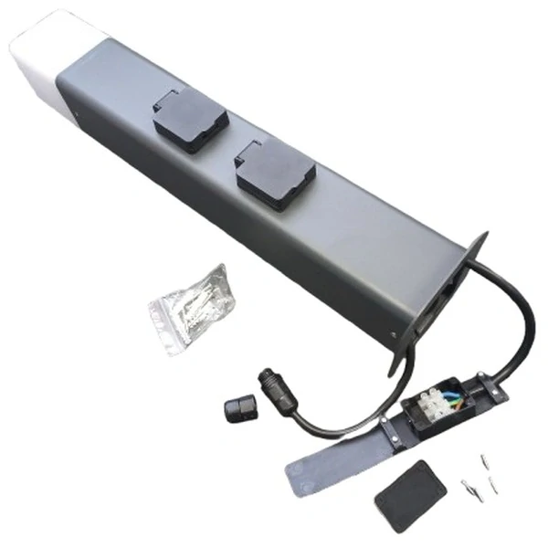 Zahradní zásuvkový sloupek se svítidlem Tracon GARN2SE27, 2xSCHUKO, 230VAC, E27, max.35W, IP54, 0,5m, 2600W