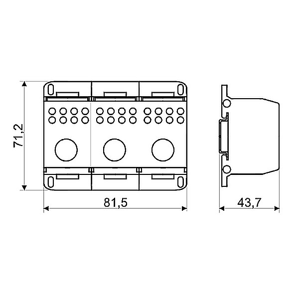 Tracon FLSO50-3P Odbočná svorka, s výklopným ochranným krytem 3×1×50(35)mm2 / 3×6×16(10)mm2, 690VAC/DC, 175 A