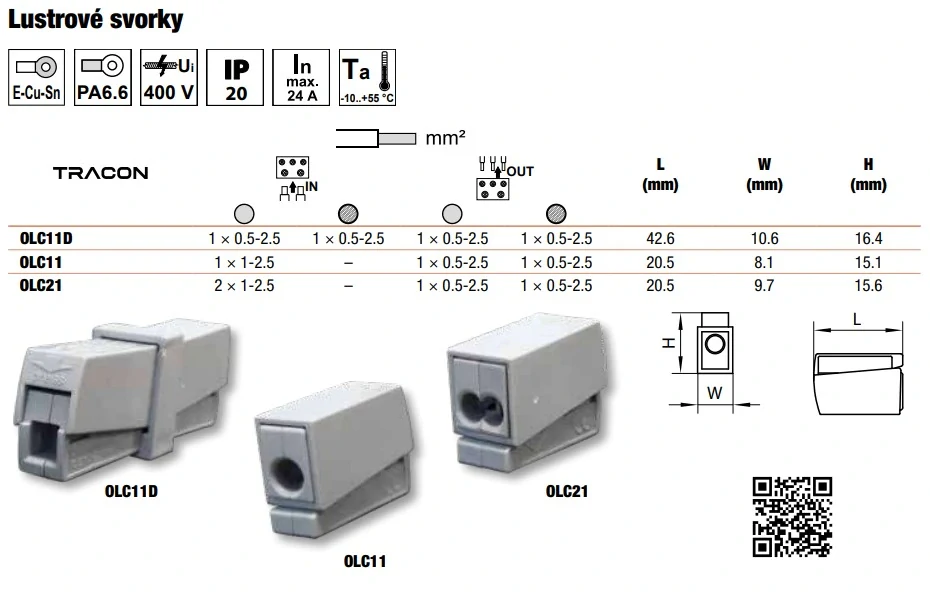 Tracon OLC11 Lustrová svorka In: 1-2,5mm2