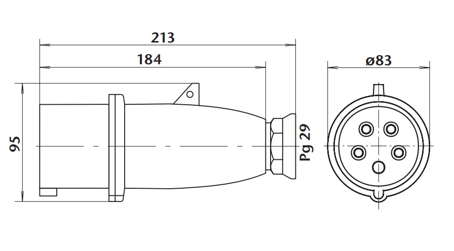 Průmyslová vidlice IV 6345 500V, IP44, 63A, 4-pól
