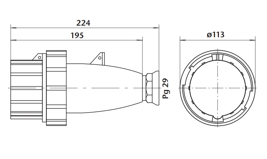 Průmyslová vidlice IVG 6343 400V, IP67, 63A, 4-pól