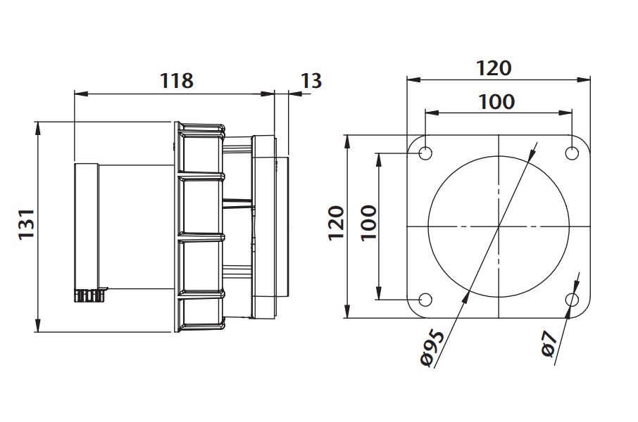 Průmyslová vestavná přívodka IRGN 12545 500V, IP67, 125A, 4-pól