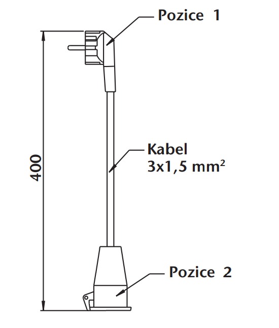 Šňůrový adaptér SEZ SA-3 z vidlice 230V na zásuvku 1632, IP44