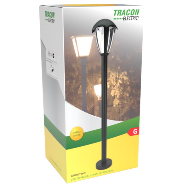 Tracon GARST8W Exteriérové stojací LED svítidlo 230 VAC, 50 Hz, 8 W, 550 lm, 3000 K, IP54, 1m, EEI=G