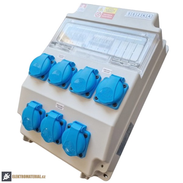 Zásuvková rozvodnice ROS 11/FI-25 7x230V, jištěná, s chráničem, IP54