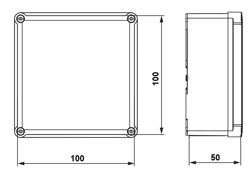 Krabice S-BOX 126 SK, 100x100x50, IP56 s předznačenými otvory pro vývodky