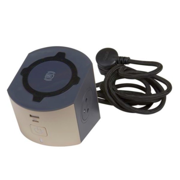 Legrand 049402 Prodlužovací kabel s bezdrátovou nabíječkou, H05VV-F3G, 2 m, 2 zásuvky + 2 USB, bílo/hnědošedá