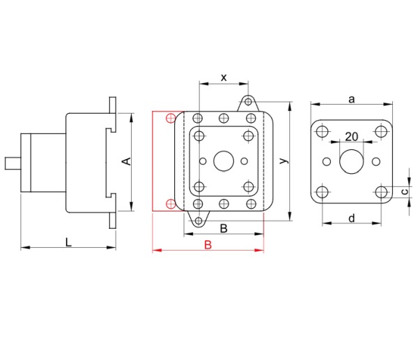 Bezpečnostní vypínač s ovlád. z dveří rozváděče Tracon TS-80/4K 400V, 50Hz, 80A, 4P, 22kW, 64×64mm