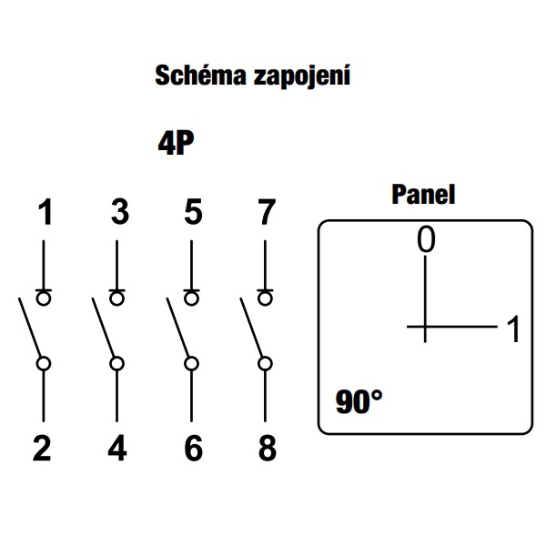 Bezpečnostní hlavní vypínač žluto-červ. Tracon TSS-40/4 400V, 50Hz, 40A, 4P, 11kW, 64×64mm