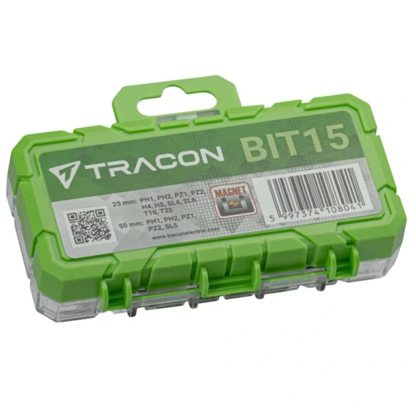 Sada bitů magnetických bitů Tracon BIT15 S2, HRC 58-62, 15 kusů