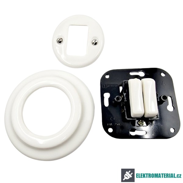 Keramický kolébkový vypínač, č.5 (6+6), bílý MYRALUX KV-05W