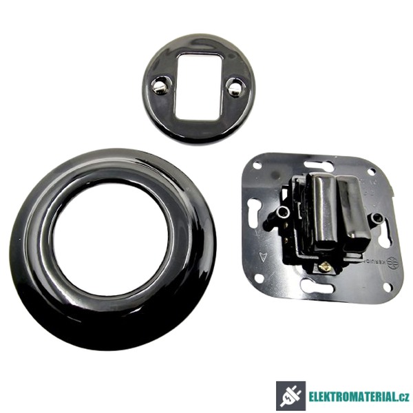 Keramický kolébkový vypínač, č.5 (6+6), černý MYRALUX KV-05B