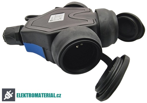 TP Electric 3101-316-0300 Roztrojka pryžová, jednofázová, francouzské zásuvky 250 V 1x16A / IP54