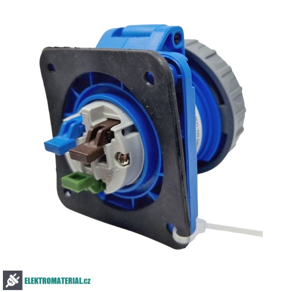 TP Electric 3021-322-0975 Vestavná zásuvka, rovná, kompaktní příruba 75x75, Quick Connect 3x16A / IP67