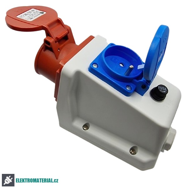 TP Electric 3122-605-16FR Kombinovaná zásuvka s pojistkou, francouzská 4x16A / IP44