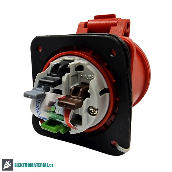 TP Electric 3026-321-1670 Vestavná zásuvka, rovná, kompaktní příruba 70x70, Quick Connect 4x32A / IP44