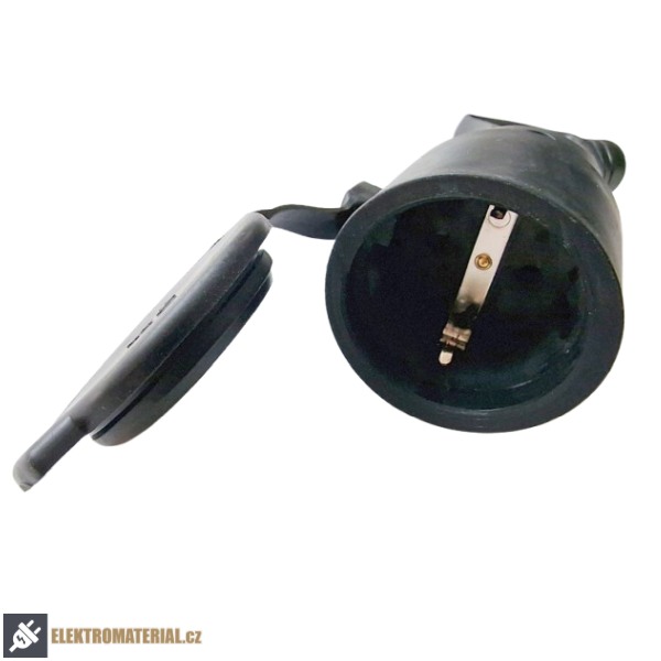 Tracon TICS-212GH Spojovací zásuvka s ochr.kontaktem, guma, s vyt.okem 16A, 250V, 2P+E, IP44 (SCHUKO)