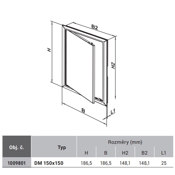 ELEMAN 1009801 VENTS DM 150x150 kovová revizní dvířka