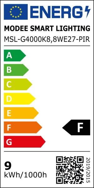 MODEE MSL-G4000K8, 8WE27-PIR LED žárovka s pohybovým PIR čidlem 8,8W, E27, 806lm, 4000K - matná