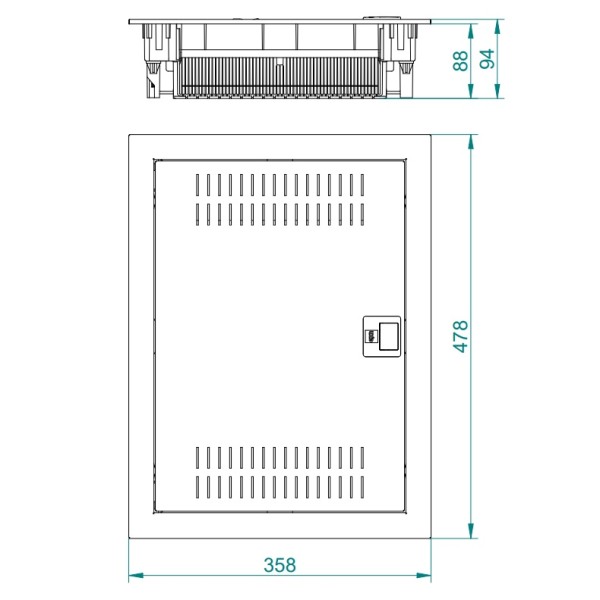 Multimediální rozvodnice SEZ C-BOX MSF 28M podomítková IP30, perforovaná dvířka, 478x358x94mm