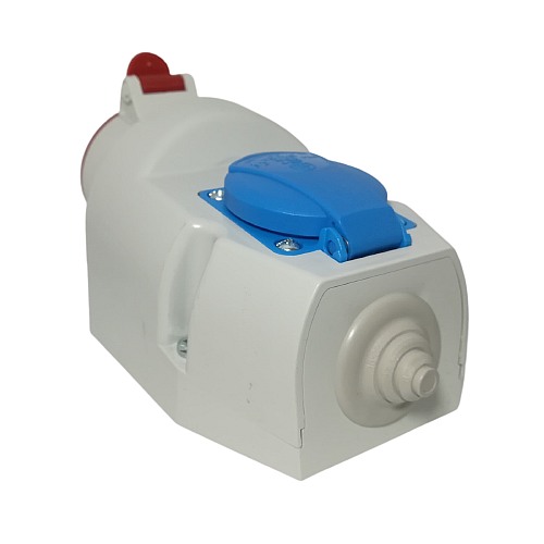 Nástěnná zásuvka 16A/5p kombinovaná se zásuvkou 230V IZVZ 1653, 400V, IP44, 16A, 5-pól