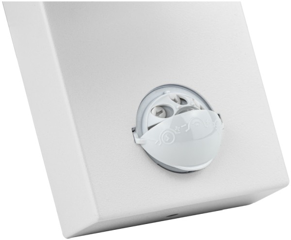 Tracon SPGU10IPFS1F Nástěnné bodové svítidlo, exterier., bílé, pohyb. snímač 100-240VAC, 50Hz, 1xGU10, max35W, 10s-4min, max 8m, 3-2000lx, IP44