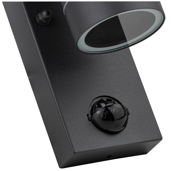 Tracon SPGU10IPFS2A Nástěnné bodové svítidlo, exterier., antracit, pohyb. sním. 100-240VAC, 50Hz, 2xGU10, max35W, 10s-4min, max 8m, 3-2000lx, IP44