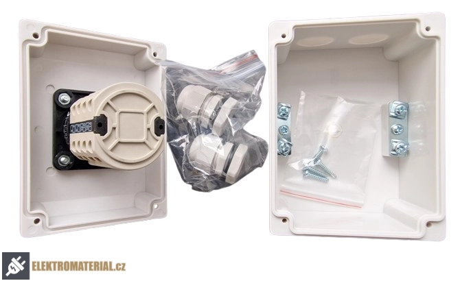 Vačkový přepínač, 1-0-2, v krabici Tracon TKV-209/4T65 400V, 50Hz, 20A, 2×4P, 5,5kW, 48×48mm, 90°, IP65