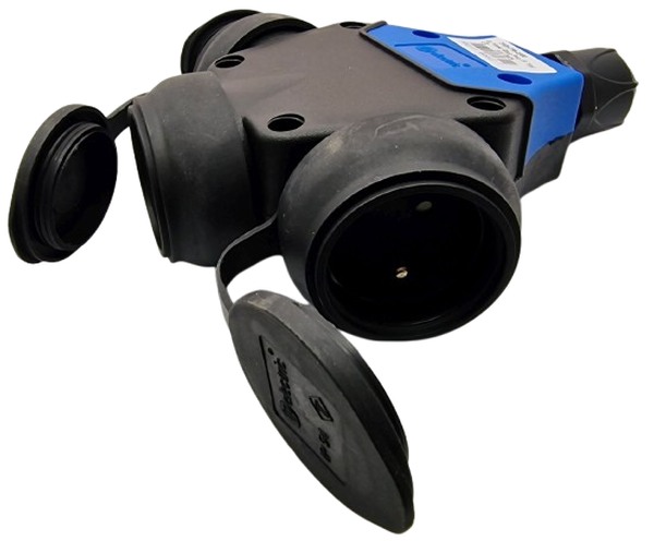 TP Electric 3101-316-0300 Roztrojka pryžová, jednofázová, francouzské zásuvky 250 V 1x16A / IP54