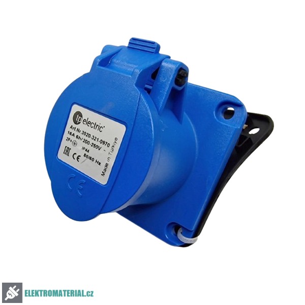 TP Electric 3020-321-0970 Vestavná zásuvka, rovná, kompaktní příruba 70x70, Quick Connect 3x16A / IP44