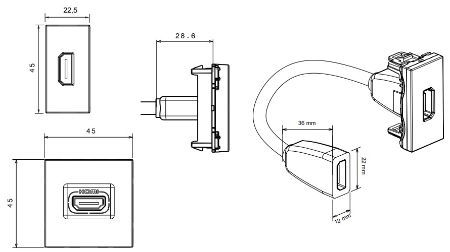 Legrand Mosaic zásuvka bílá HDMI 1M s konektorem 78778
