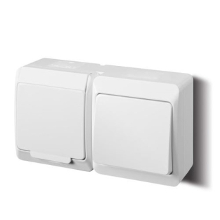 Famatel 5327-12 GALATEA IP44 Přepínač střídavý č.6 + zásuvka (bílá / bílé víčko)