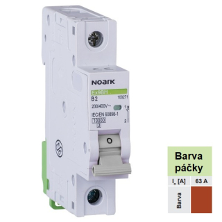 Noark 100374 Ex9BH 1P C63 Instalační jistič 10 kA, charakteristika C, 63 A, 1pól