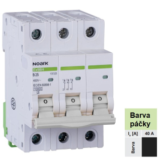 Noark 100417 Ex9BH 3P C40 Instalační jistič 10 kA, charakteristika C, 40 A, 3pól