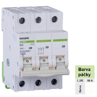 Noark 100418 Ex9BH 3P C50 Instalační jistič 10 kA, charakteristika C, 50 A, 3pól