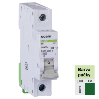 Noark 100454 Ex9BH 1P D6 Instalační jistič 10 kA, charakteristika D, 6 A, 1pól