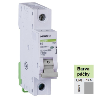 Noark 100458 Ex9BH 1P D16 Instalační jistič 10 kA, charakteristika D, 16 A, 1pól