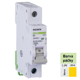 Noark 100460 Ex9BH 1P D25 Instalační jistič 10 kA, charakteristika D, 25 A, 1pól