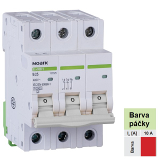 Noark 100501 Ex9BH 3P D10 Instalační jistič 10 kA, charakteristika D, 10 A, 3pól